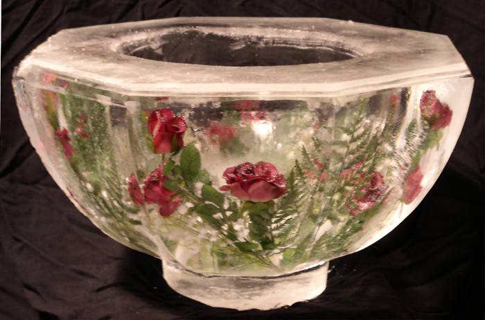 [IMAGE - Ice Bowl with embedded Roses]