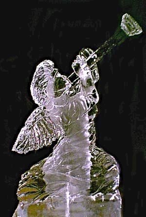 Click on image to view full size Single Block Kneeling Angel with Horn